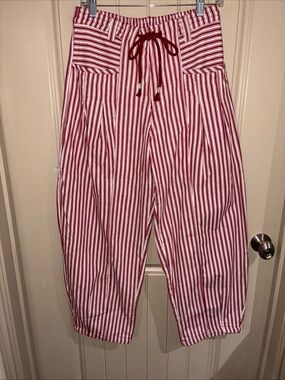 Striped Red and White Women’s Drawstring Jeans